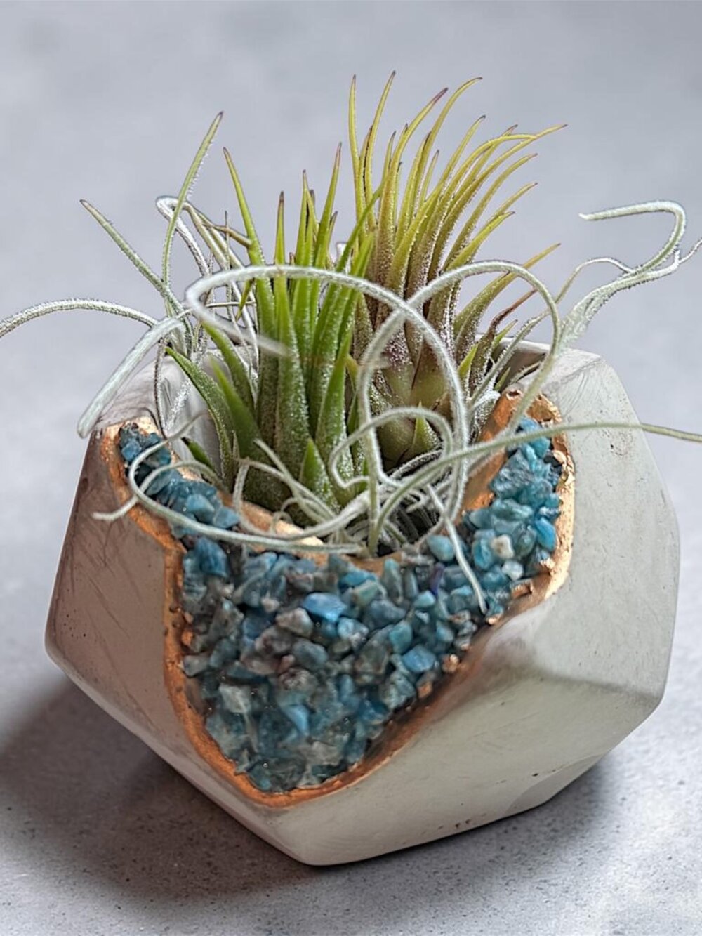 Mini Air Plant Planter Blue Crystal | Geometric Decor | Desk Plant | Gift Idea